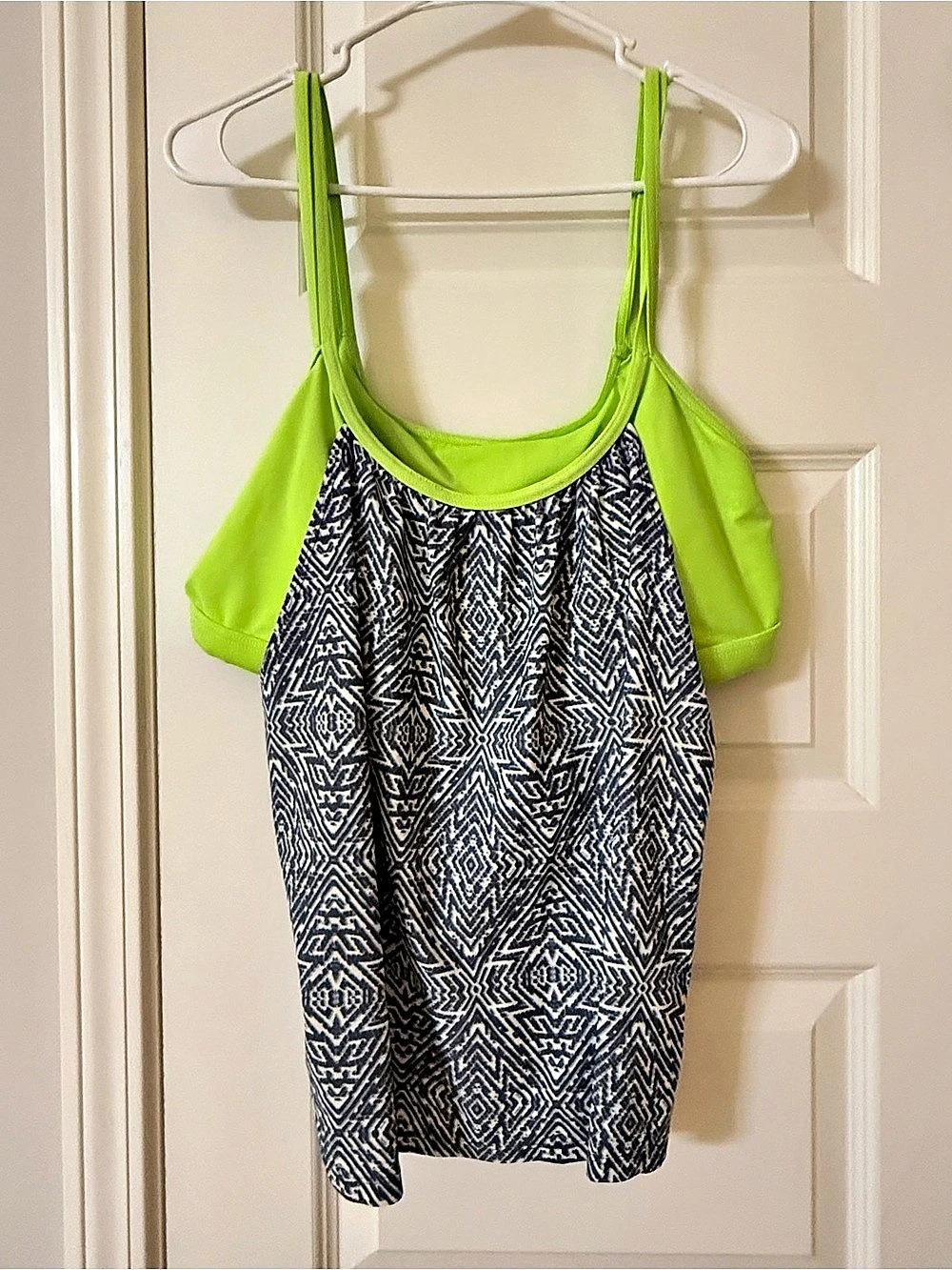 BCG Geometric Tankini Top in Green & Blue Size 16 Like Nee